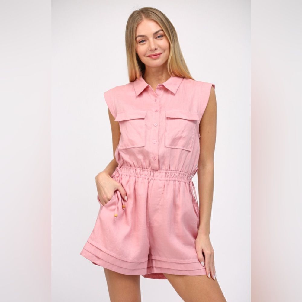 004. PINK LINEN ROMPER